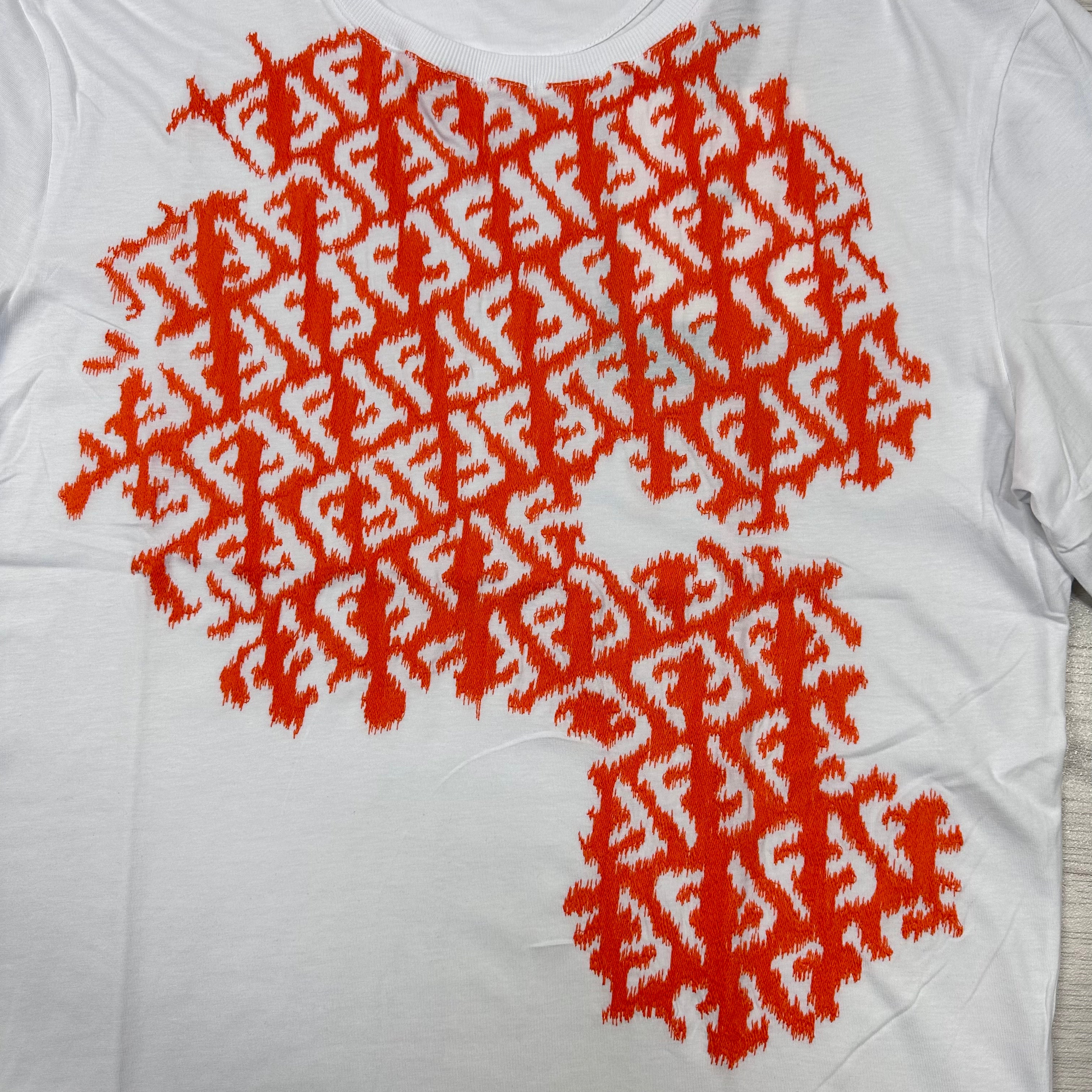 Embroidered Jersey T-shirt White/Orange