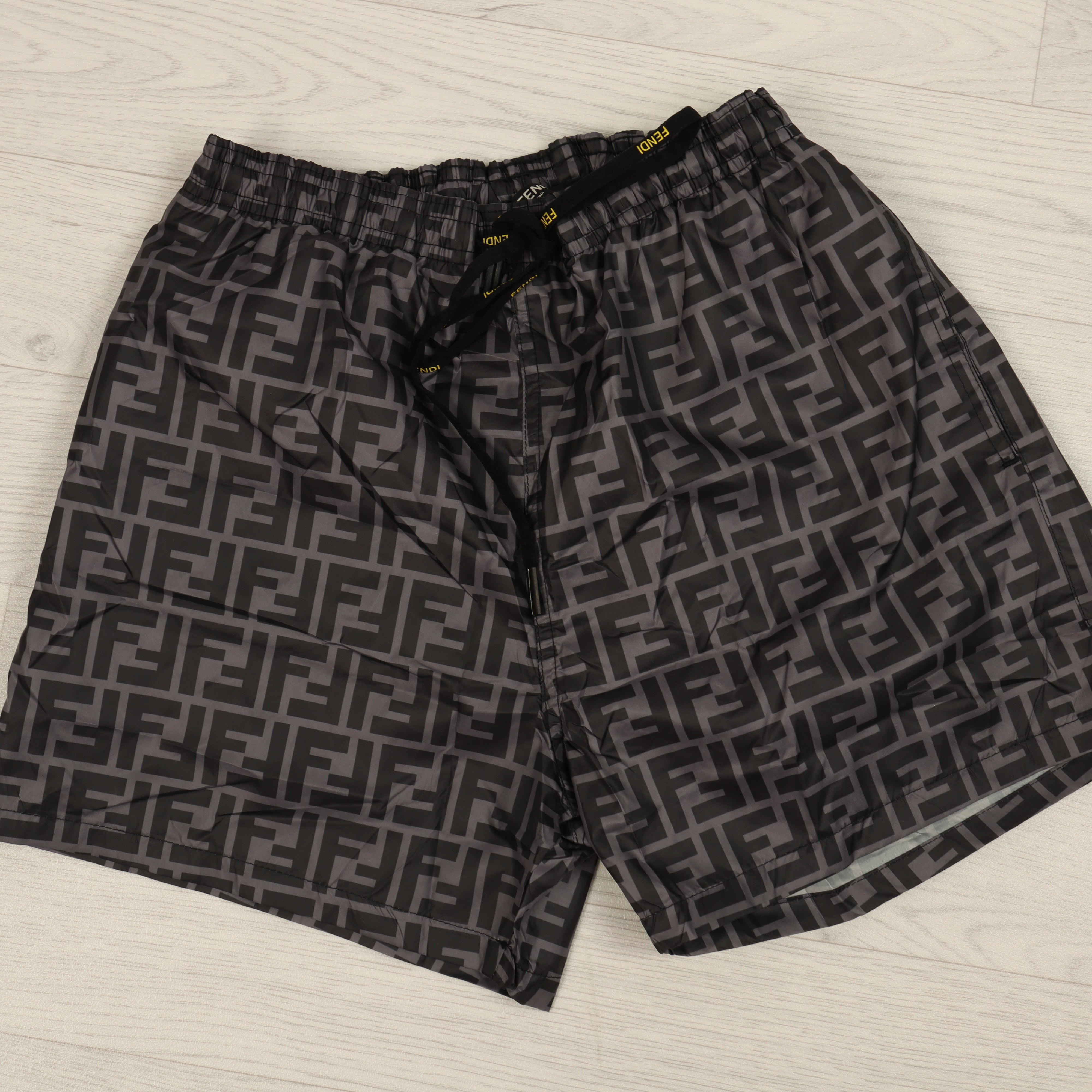 FF Monogram Swim Shorts Black and Grey – vectordesignerclothing