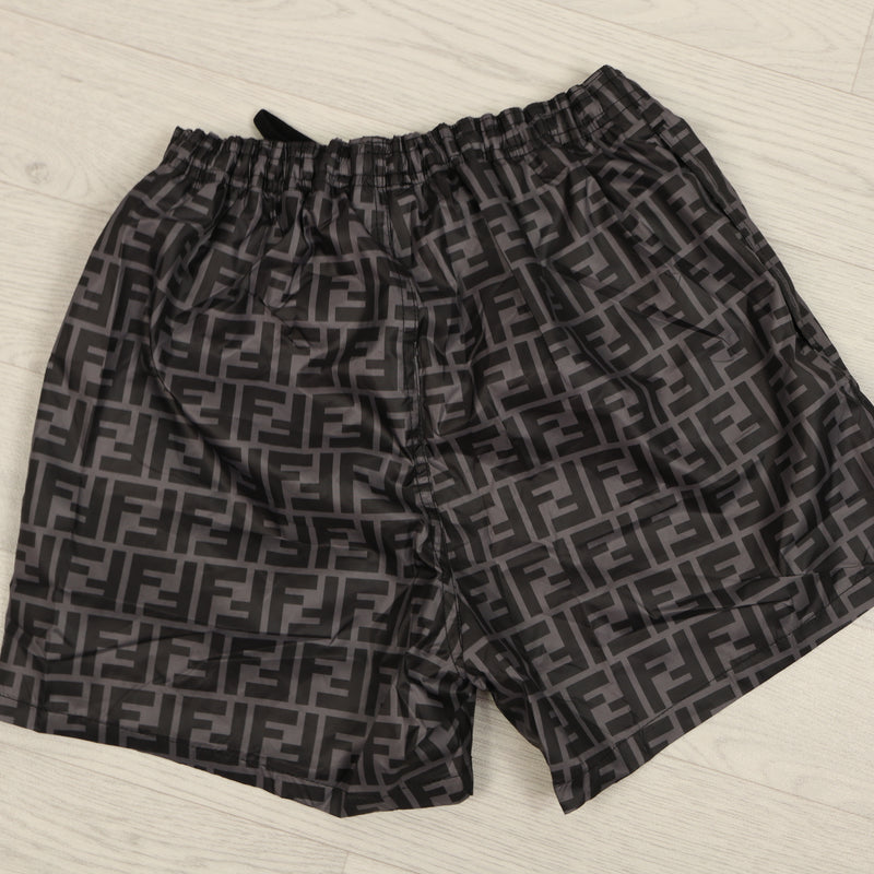FF Monogram Swim Shorts Black and Grey – vectordesignerclothing