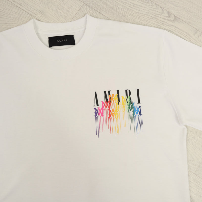 White AM Paint Drip T-Shirt. – vectordesignerclothing