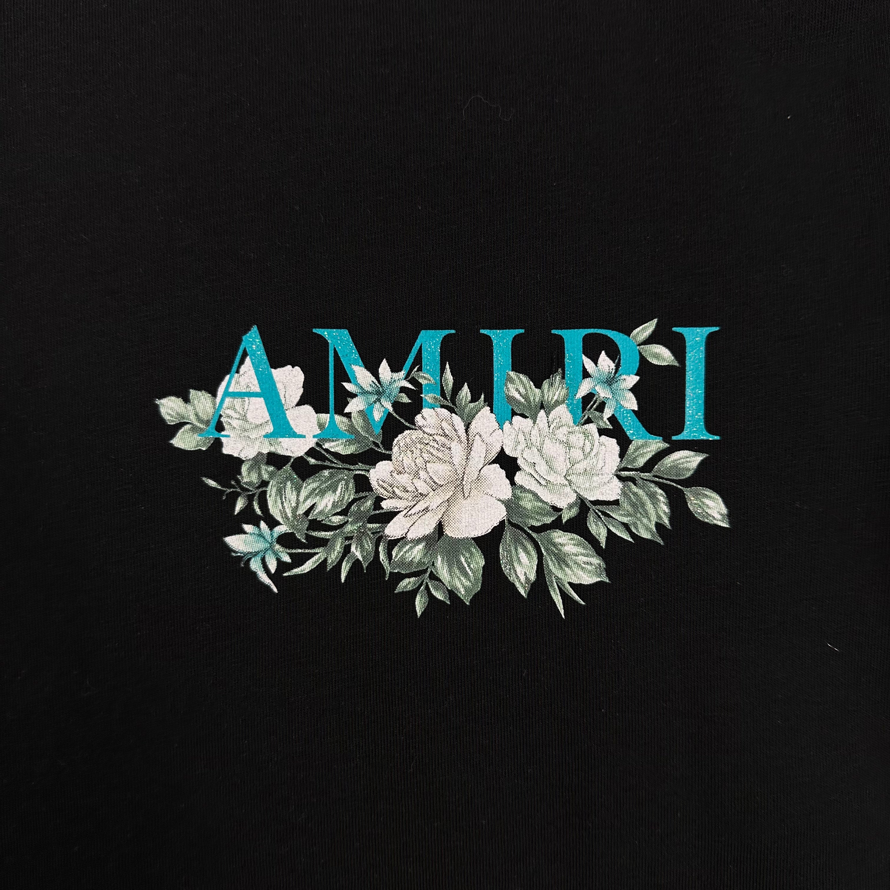 Floral Logo Print T-shirt Black