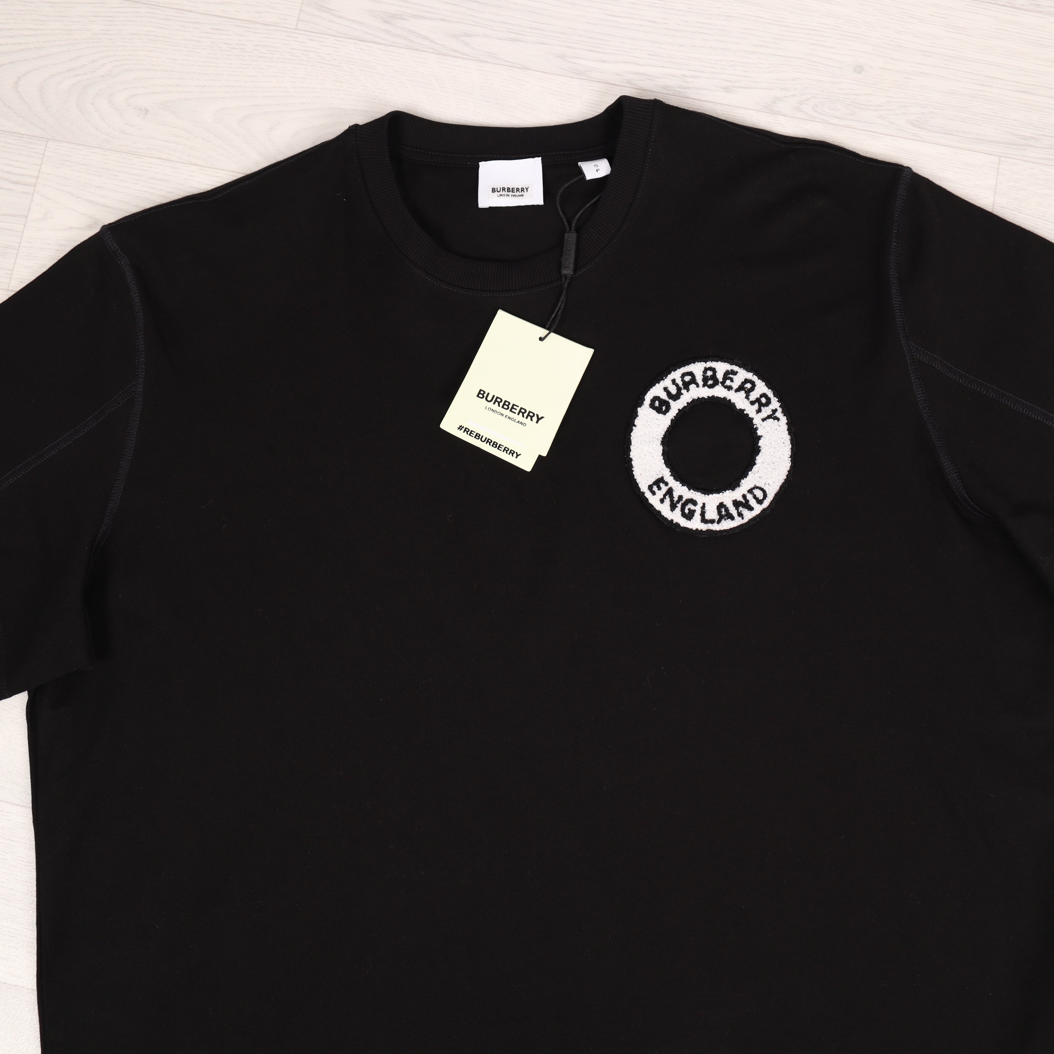 Black Flocked Logo T-Shirt.