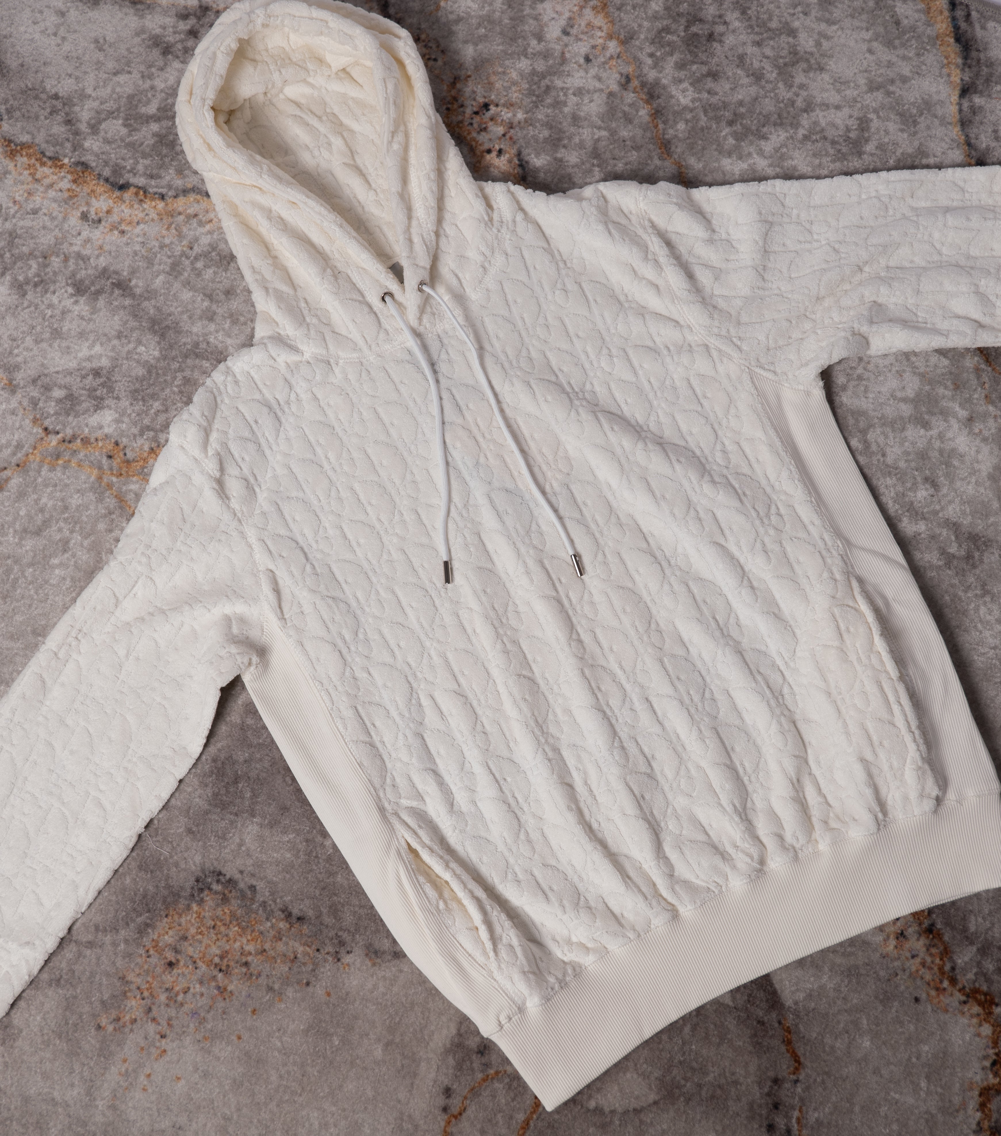 White Oblique Hooded Sweatshirt