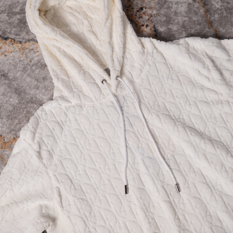 Dior Oblique Hooded Sweatshirt, Relaxed Fit Off-White Terry Cotton Jacquard