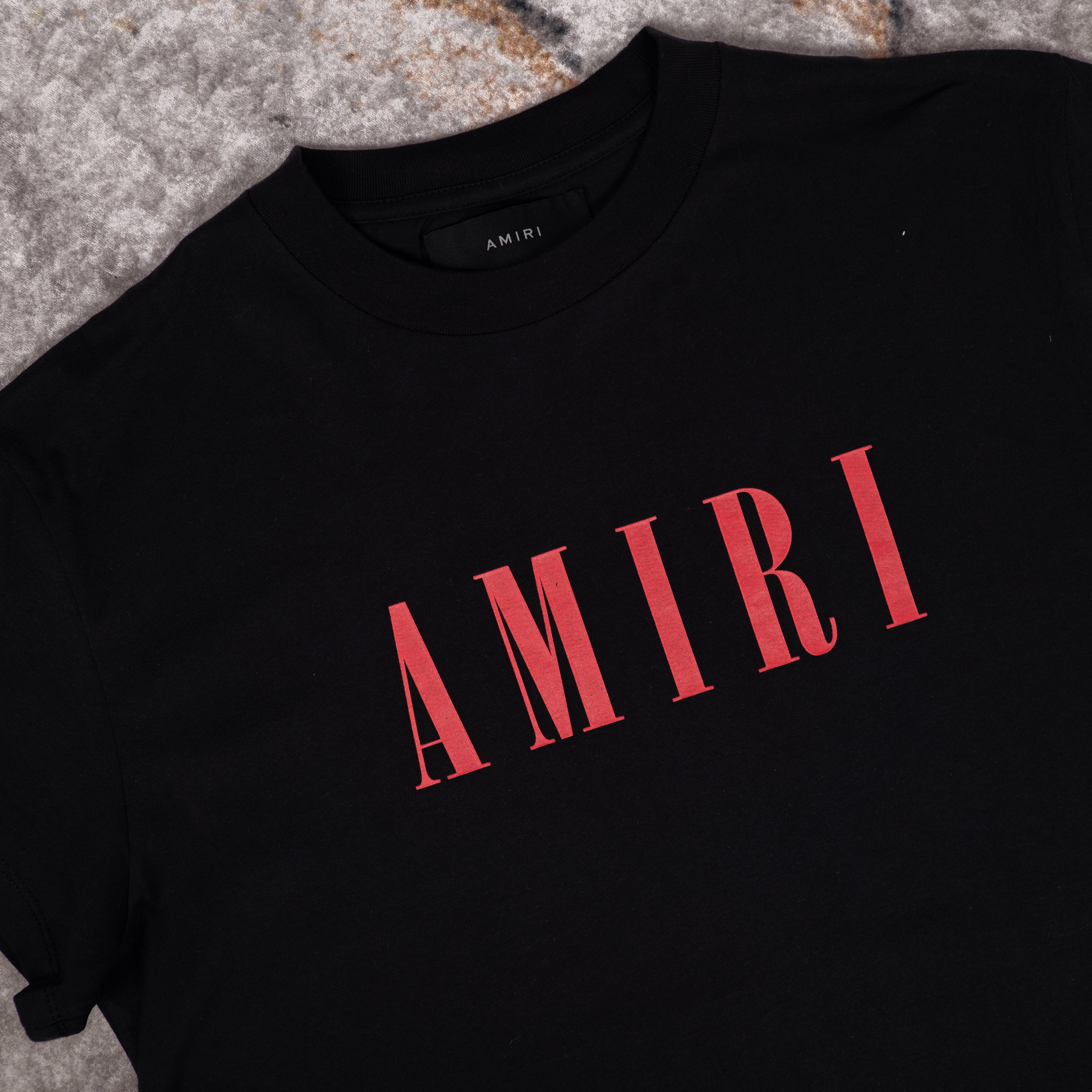 Black And Red Logo Print Crew Neck