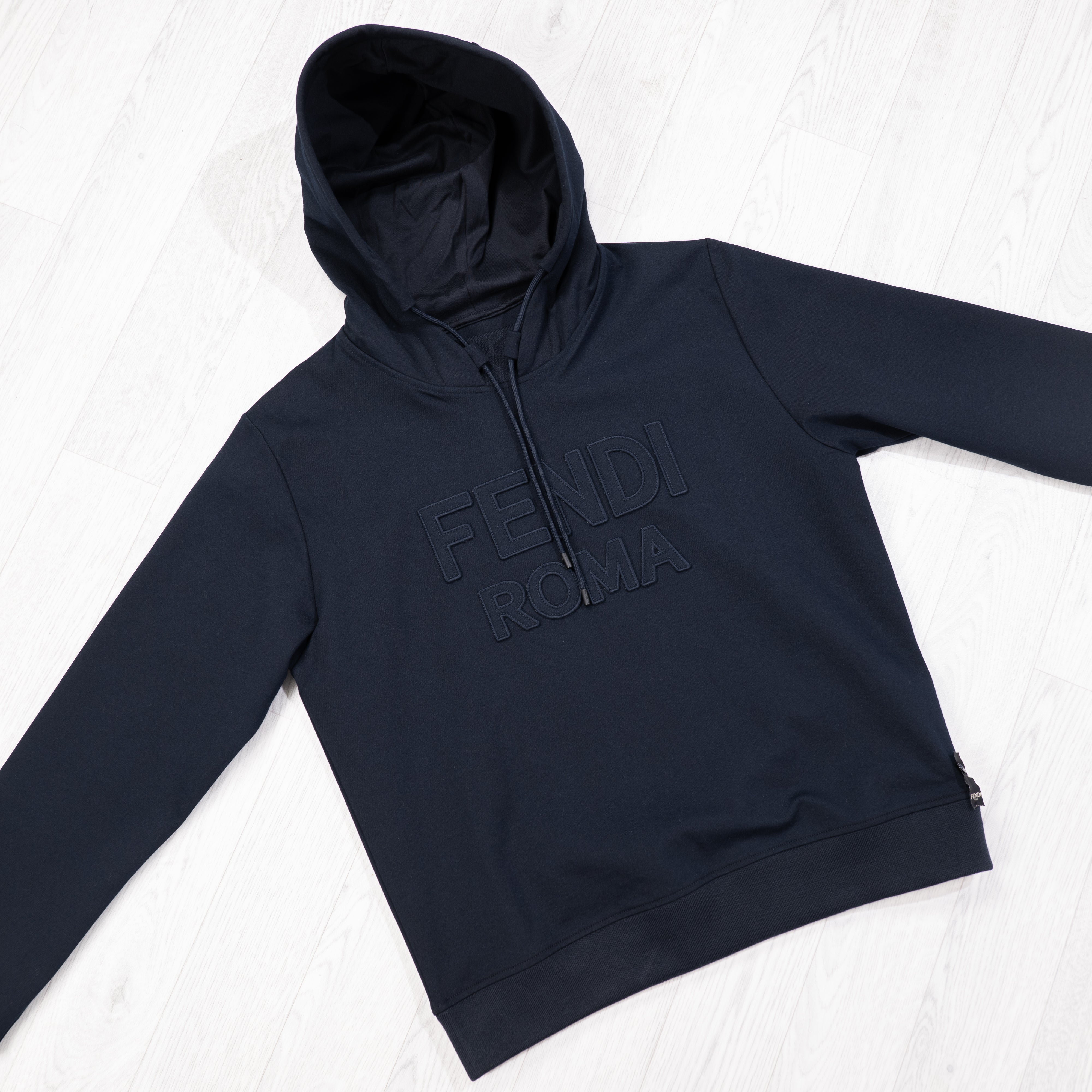 Navy Piped Logo Hoodie