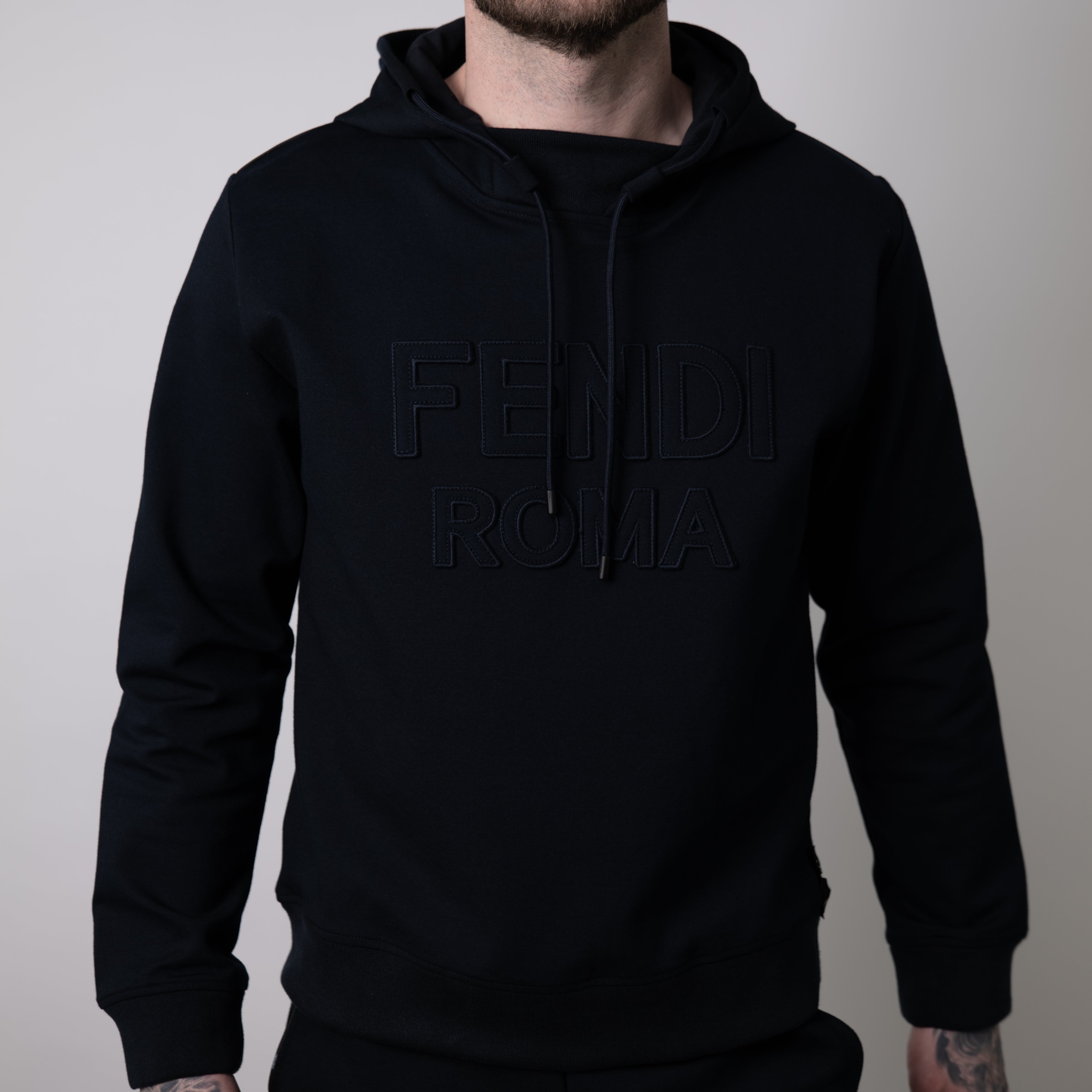 Navy Piped Logo Hoodie