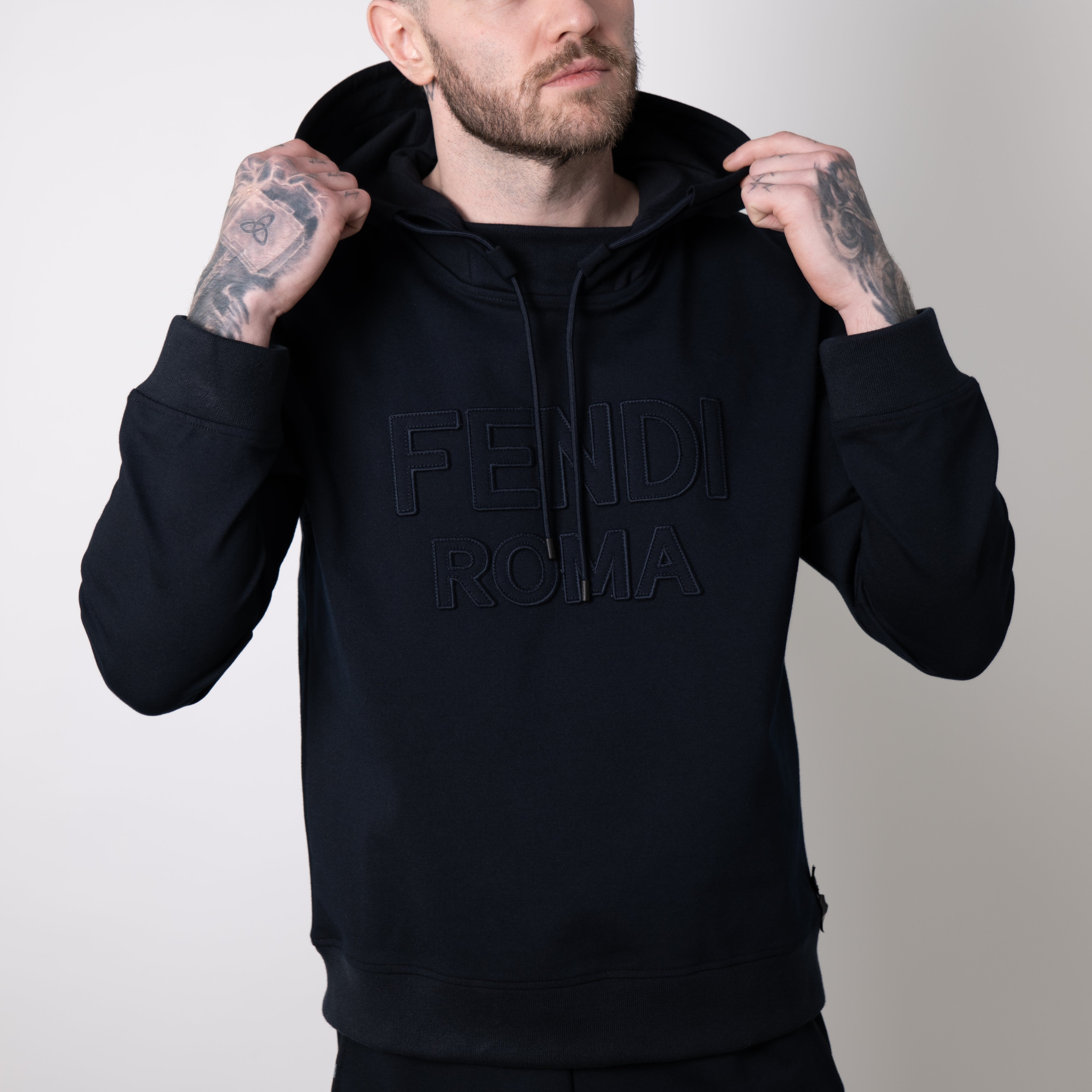 Navy Piped Logo Hoodie