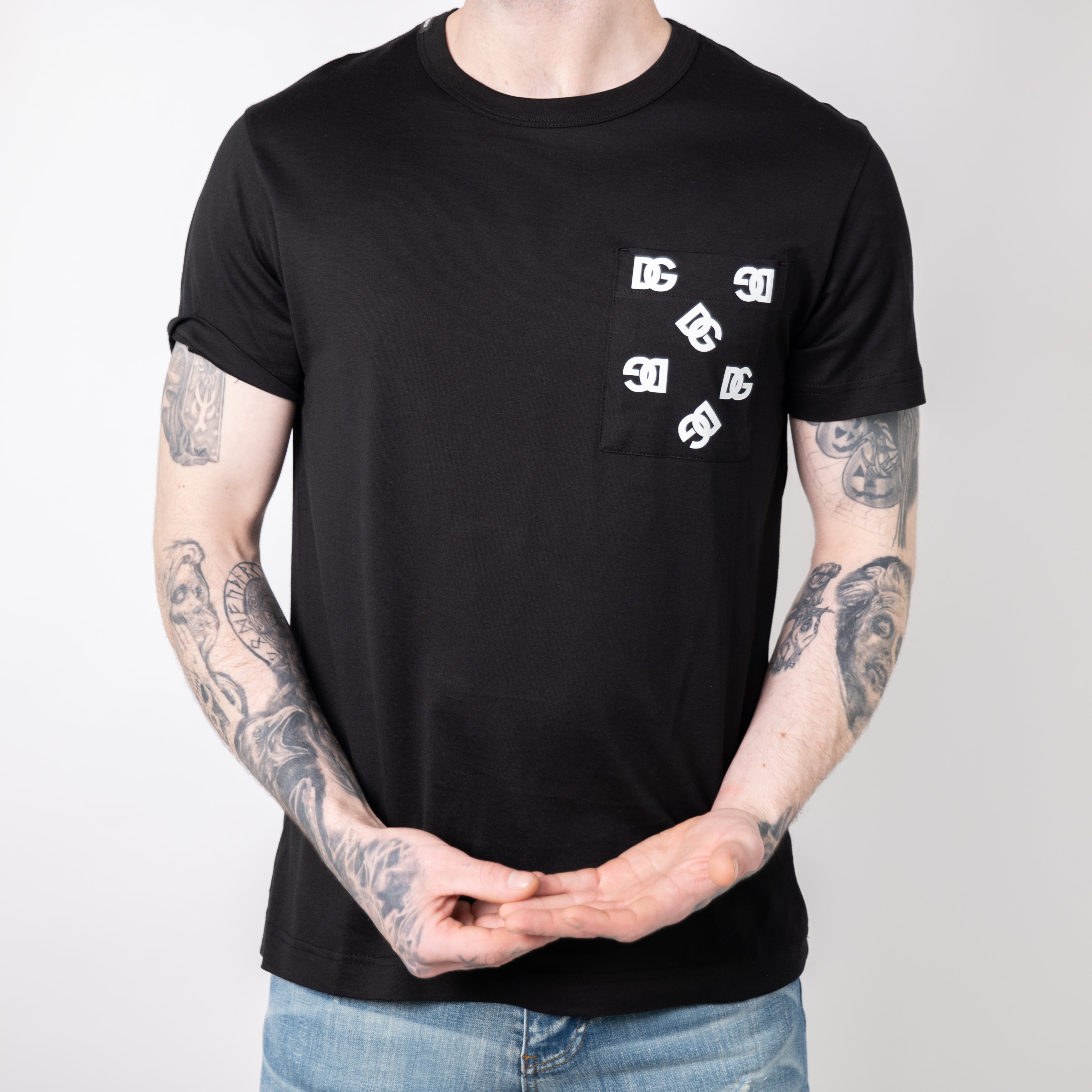 Black Pocket Print T-Shirt