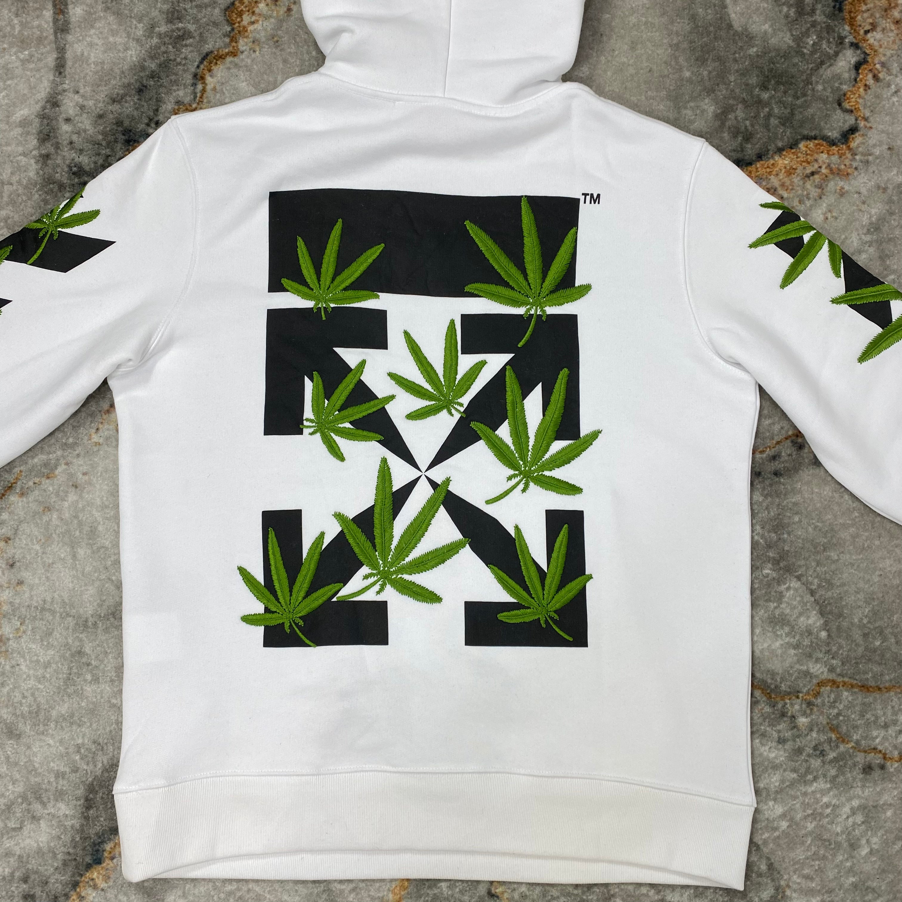 Weed Arrows Graphic-Embroidered Cotton Jersey Hoodie.